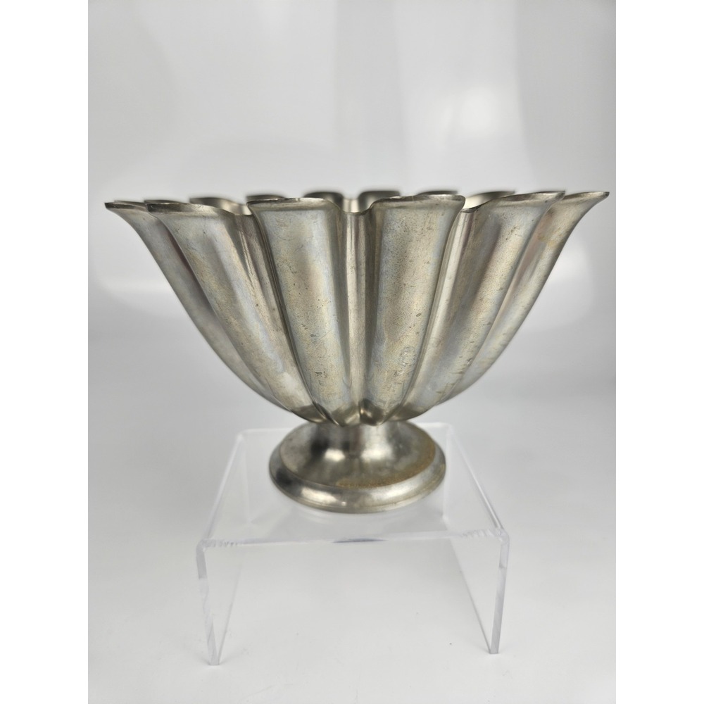 Scalloped Pedestal Pewter Bowl Model 1228 by Just Andersen Art Deco Denmark - Picture 4 of 11